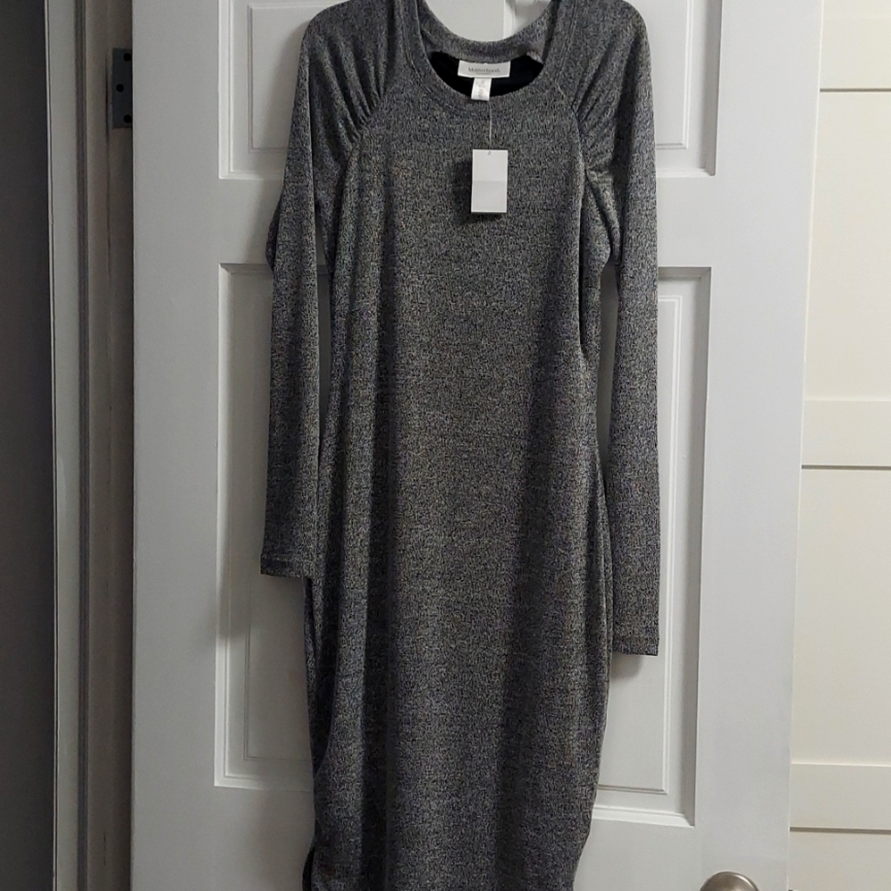 Fitted maternity dress gray with black size xs